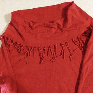 Kim Rodgers Lightweight Cowl Neck Fringe Lightweight Sweater Size XL